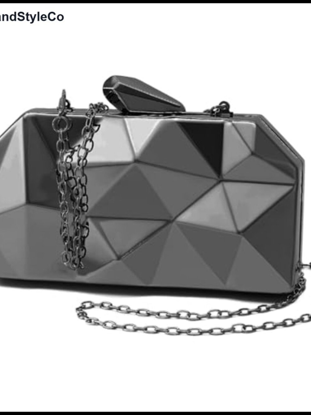 Metal Evening Clutch Bag Lattice Pattern Geometric Purse with Chain Party